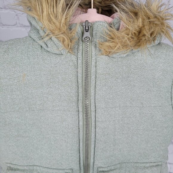 7 For All Mankind  Muted Green 100% Cotton Fur Trim Hooded Jacket Size 24M - Picture 9 of 16